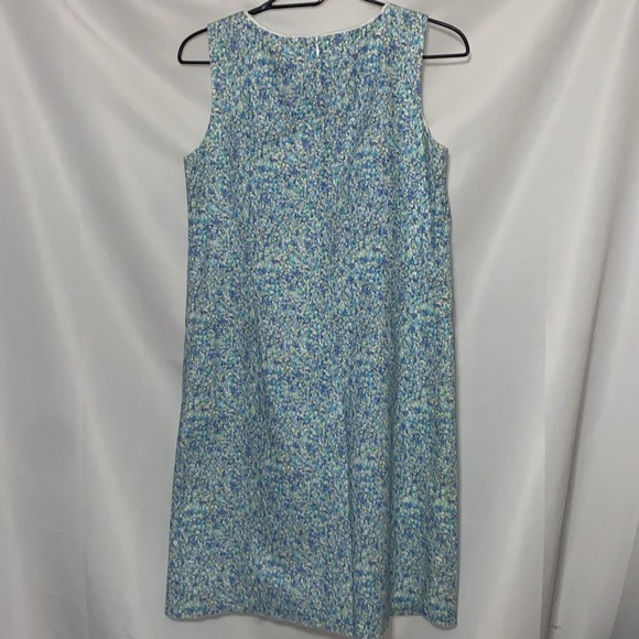 Talbots Wo size 6 Blue Sheath Midi Dress Scoop Neck Sleeveless. Floral design - Picture 10 of 12